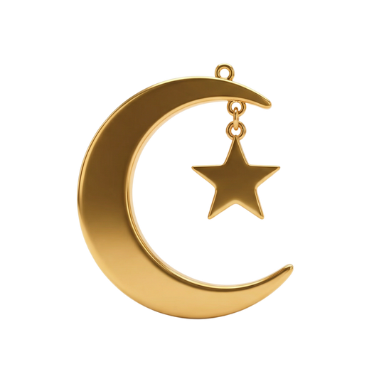 Gold Crescent Moon + Star Charm